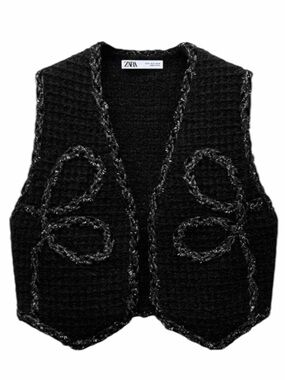 NWT Zara Textured Metallic Thread Knit Vest